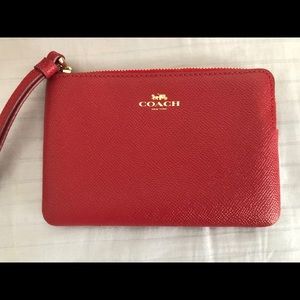 Coach red small wristlet wallet